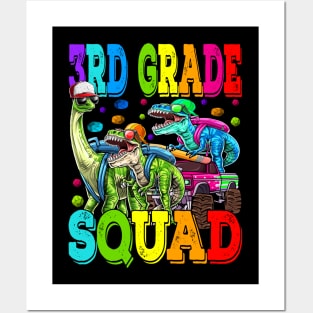 3rd Grade Squad Monster Truck Dinosaur Back To School Posters and Art